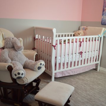 Baby crib in a room
